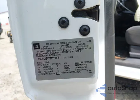 2007 Chevrolet Silverado 1500 Classic Ls из США, поврежденный, VIN 2GCEC13V771118393